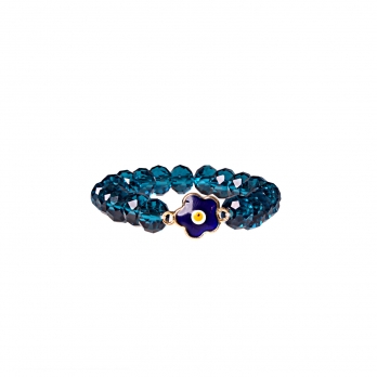 دستبند آبی لاجوردی با چشم زخم گل فروشگاه 5040