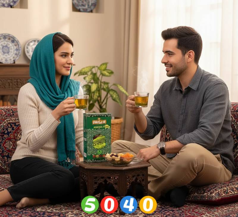 ميز صبحانه سالم با چاي سبز